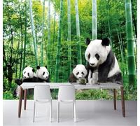 Fresh Green Bamboo Grove Animal Panda 3D Wallpaper Easy Install Feature Office Living Room Sofa Bedroom TV Background Wall Decoration-400cm×280cm