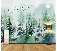 Fresh Green Forest Flying Birds Elk 3D Wallpaper Luxury Home Dining Decor Paste Sofa Living Room The Wall for Bedroom Mural-350cm×256cm