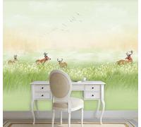 Fresh Green Grassland Sika Deer Landscape 3D Wallpaper Easy Install Feature Office Living Room Sofa Bedroom TV Background Wall Decoration-250cm×170cm