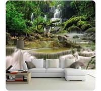 Fresh Green Jungle Waterfall River 3D Wallpaper Easy Install Feature Office Living Room Sofa Bedroom TV Background Wall Decoration-150cm×105cm