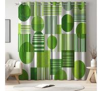 Fresh Green Kids Bedroom Curtains, Blackout Curtains, Thermal Curtains, Eyelet Curtains, Boho, Geo Stripe, Light Blocking, 66" x 90", Noise Reducing, Privacy