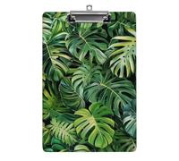 Fresh Green Monstera Canopy A4 Acrylic Clipboard for Papers Writing Planner, Office Wall Mounted Large Capacity Organizer
