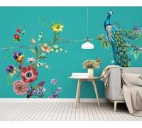 Fresh Green Multicolour Flowers Peacock Butterfly 3D Wallpaper Luxury Home Dining Decor Paste Sofa Living Room The Wall for Bedroom Mural-250cm×170cm