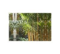 Fresh Green Plants Placemats 6-Piece Set - 12"x18" Hotel Banquet Table Mats, Suitable for Restaurant, Home, Party Decoration