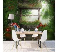 Fresh Green Woods Flowers 3D Wallpaper Textured Silk Easy Install Living Room Sofa Bedroom Dining Room Home Decoration Wall-400cm×280cm