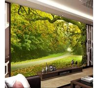 Fresh Green Woods Path 3D Wallpaper Silky Texture Home Study Office Grey Dining Room Sofa Bedroom Living Room TV Backdrop-350cm×256cm