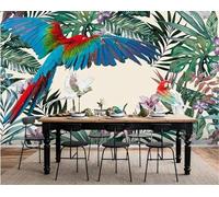 Fresh Greenery Leaves Flowers Flying Birds 3D Wallpaper Textured Silk Easy Install Living Room Sofa Bedroom Dining Room Home Decoration Wall-350cm×256cm