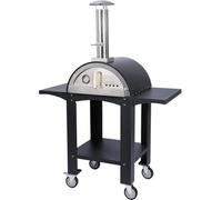 Free Standing Pizza Oven Extra Large Steel BBQ 2 Prep Stations Wood Portable Fresh Grills Black One Size