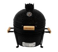 Fresh Grills Kamado BBQ 16 Inch Black Ceramic Mini Oven Barbecue Grill Egg Charcoal Smoker Roast Bake With Stand Portable Built In Thermometer Top & Bottom Air Flow System Outdoor Cooking Camping