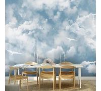 Fresh Hand Drawn Beautiful Sky Clouds Flying Birds 3D Wallpaper Luxury Silk Study Dining Feature Sofa Grey Bedroom Living Room Tv Decorative Wall-350cm×256cm