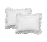 FRESH IDEAS Eyelet Shams Set, Poplin, White, Standard 2-Pack