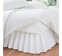 FRESH IDEAS Ideas Bedding Ruffled Bed Skirt, Classic 14” Drop Length, Gathered Styling, Twin, White FRE30114WHIT01