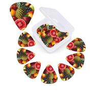 Fresh Juicy Fruits Guitar Picks 12 Pcs, 3 Different Thickness Celluloid Plectrum for Bass Electric Acoustic Guitars Ukulele Accessories Gift for Men Women (0.46mm, 0.71mm, 0.96mm)