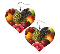 Fresh Juicy Fruits Leather Earrings Dangle Drop for Women Lightweight Heart Dangle Earrings Jewelry Fashion Pendant and Valentine Birthday Party Gift