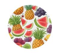 Fresh Juicy Fruits Pineapple Berries Grape Orange Print Premium-Textured Mouse Mat Waterproof Non-Slip Rubber Base Round Mousepad For Office Gaming Laptop