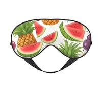 Fresh Juicy Fruits Pineapple Berries Grape Orange Print Silk Sleep Eye Mask Soft Eye Cover with Adjustable Strap Comfortable for Travel Office Nap