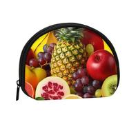 Fresh Juicy Fruits Pineapple Berries Watermelon Grape Orange Prints Coin Purse Shell Mini Pouch Wallet Change Bag for Women Girls Kids