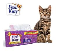 15 Count Fresh Kitty Litter Box Liners Super Thick, Durable, Easy Clean Up Jumbo Drawstring Scented Litter Pan Box Liners, Bags for Pet Cats