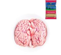 Fresh Lamb Brain 300gr with Rajah Lamb Seasoning - Traditional Cut for Cooking & Recipes - Fresh Halal Meat Pack