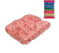 Fresh Lamb Mince 500gr with Rajah Lamb Seasoning - Ideal for Burgers, Meatballs & Curries - Fresh Halal Meat Pack