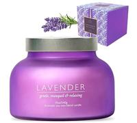 Fresh Lavender Candle: 540g, 75 hrs Burn Time, Hybrid Blended Soy Wax Lavender Scented Candles Long Burning with Crackling Wood Wick in Elegant Gold Foil Gift Box by Spotless Leopard