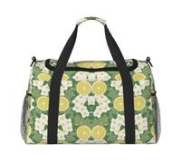 Fresh Lemon Full Print Travel Duffle Bag with Adjustable Shoulder Strap,Large Capacity Twill Polyester Crossbody Bag for Gym,Weekend Trips Outdoor Activities