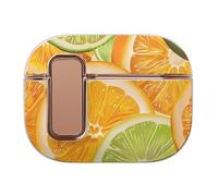 Fresh Lemon Orange Slices Hard Shell Case Skin Accessories Cover with Secure Lock Clip Compatible with AirPods Pro 2