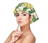 Fresh Lemon Print Adult's Satin Sleeping Cap, Satin Bonnet for Sleeping - Silk Sleep Cap for Women and Men, Black, One size