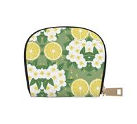 Fresh Lemon Print Coin Purse Wallet,Cute Leather Credit Card Holder Zipper Mini Pouch Change Purses