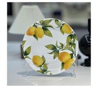 Fresh Lemon Series Hand-Painted Round Plate Ceramic Dinner Western Steak Tableware Household Fruit Bowl (7-inch Plate)