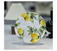 Fresh Lemon Series Hand-Painted Round Plate Ceramic Dinner Western Steak Tableware Household Fruit Bowl (8-inch Plate)