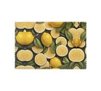 Fresh Lemon Slices Placemats 6-Piece Set - 12"x18" Hotel Banquet Table Mats, Suitable for Restaurant, Home, Party Decoration