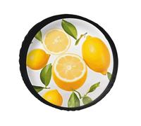 Fresh Lemon Spare Tire Cover PVC Leather Spare Wheel Cover Dustproof Waterproof Jeep Tire Cover for 28inch Camper, RV Trailer, Truck, SUV Fit Diameter 28-34 Inch