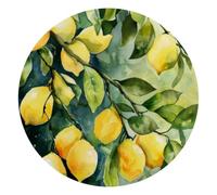 Fresh Lemons Tree Branches and Green Leaves Round Mouse Pad, Mousepad with Non-Slip Rubber Base, Computer Gaming Pads for Wireless Mouse, Easy Gliding