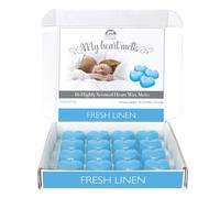Fresh Linen Wax Melts; 16 x 6g Heart Shaped Wax Melts Inspired by Fresh Linen, Lemon, White Lily and Cedarwood, White ECO Gift Box, Pet Friendly, Cruelty Free by Spotless Leopard