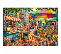 Fresh Market Puzzles for Adults 1000 Pieces | Bustling Market jigsaw Puzzles with Letters on Back, Impossible Hard Difficult Challenging, Precise Interlocking Pieces