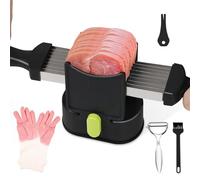 Fresh Meat Slicer with Peeler and Rubber Gloves, Thickness Adjustable 2 or 4 mm for Chicken Breast Beef Pork, Stainless Steel Manual Meat Cutter can be Sliced, Striped, Diced