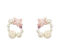 Fresh Ocean-style Earrings, Unique Shell and Starfish Earrings, Girly and Versatile Accessories, Suitable for Students, Lightly Mature Girls' Style, and Summer Travelers.