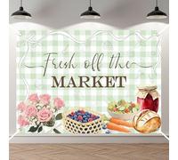 Fresh Off The Market Backdrop,Market Farmers Bachelorette Bridal Shower Party Background,Floral Engagement Wedding Party Supplies Green