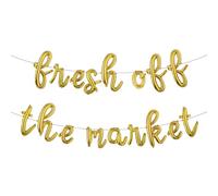 Fresh off the Market Bridal Shower Decorations Farmers Market Balloon Banner She's off the Market Floral Bachelorette Wedding Engagement Party Decor (L FRESH OFF THE MARKET Gold)