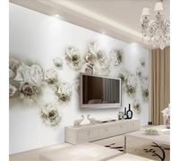 Fresh Only Beautiful Retro White Rose 3D Wallpaper Easy Install Feature Office Living Room Sofa Bedroom TV Background Wall Decoration-150cm×105cm