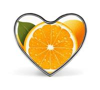 Fresh Orange Fruit Heart Shape Lapel Pin Personalized Pinback Button Badges Retro Punk Button Pin Kawaii Heart Badges for Men Women Clothes Bags Hats & Gift