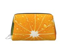 Fresh Orange Fruit Makeup Bag for Women Cosmetic Bags Leather Travel Makeup Case Organizer Waterproof Make up Pouch Open Flat Toiletry Bag Portable Storage Pouch for Travelling, Silver, One Size