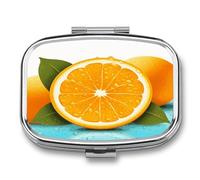 Fresh Orange Fruit Pill Box Medicine Pill Organizer Small Pill Case Travel Pill Container Portable Pill Case for Pocket 2 Compartment Pill Holder Pill Boxes for Travel