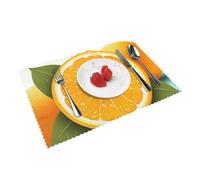 Fresh Orange Fruit Placemats Set of 4 Heat Resistant Non-Slip Place Mats for Dining Table, Washable Table Mats Wipeable Placemat Indoor/Outdoor Table Place Mats 12x18 Inch