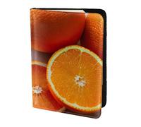 Fresh Orange Fruit Print 5.5in Passport Travel Document Wallet Case Stylish Secure Men Women For Travelers, Black, One Size
