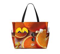 Fresh Orange Fruit Print Functional Beach Bag Fashionable Summer Bags Reusable Picnic Gym Camping Holidays