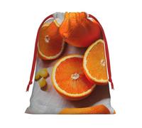 Fresh Orange Fruit Print Gift Drawstring Bag Reusable For Holiday Party Favors Birthday Presents Pouch