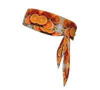 Fresh Orange Fruit Print Unisex Sport Tie Back Headband Hair Band,Ninja Headbands Sweatbands for Running