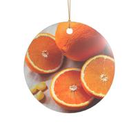 Fresh Orange Fruit Print Wedding Gift Ideas for Couples, A Just Married Acrylic Christmas Tree Ornament